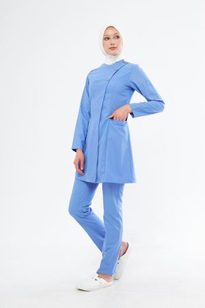 Elegance Model Likralı Viskon Kadın Tesettür Takım Mavi