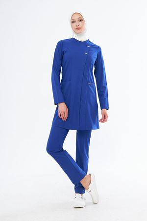 Elegance Model Likralı Viskon Kadın Tesettür Takım Saks Mavi