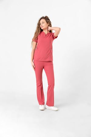 Drop Collar Model Likralı Viskon Kadın  Takım Gül Kurusu