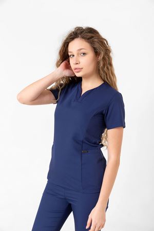 Drop Collar Model Likralı Viskon Kadın  Takım İndigo