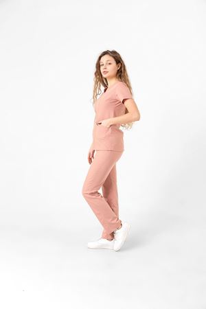 Butterfly Collar Model Likralı Viskon Kadın  Takım Pudra