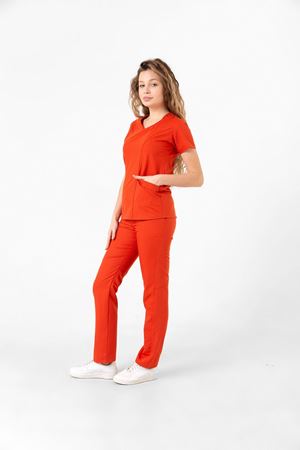 Butterfly Collar Model Likralı Viskon Kadın  Takım Turuncu