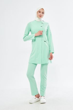 Elegance Model Likralı Viskon Kadın Tesettür Takım Su Yeşili