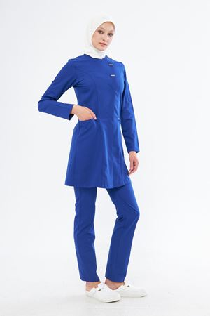 Elegance Model Likralı Viskon Kadın Tesettür Takım Saks Mavi