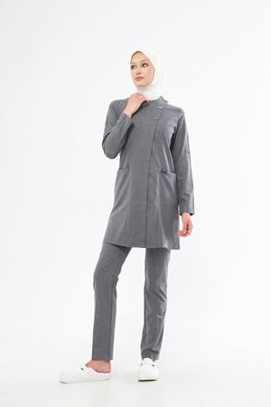 Elegance Model Santana Kadın Tesettür Takım Antrasit Gri