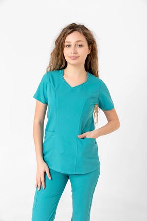 Butterfly Collar Model Likralı Viskon Kadın  Takım Turkuaz Yeşili