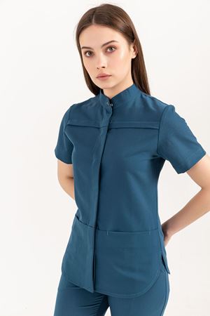 Collar Comfort Model Likralı Viskon Kadın  Tek Üst Petrol Yeşili