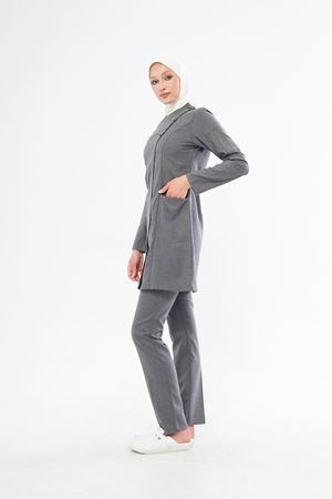 Elegance Model Santana Kadın Tesettür Takım Antrasit Gri