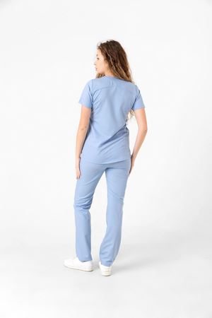 Butterfly Collar Model Likralı Viskon Kadın  Takım Bebe Mavi