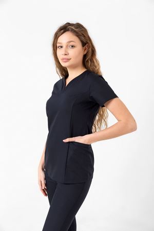 Drop Collar Model Likralı Viskon Kadın  Takım Lacivert