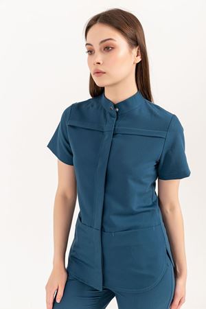 Collar Comfort Model Likralı Viskon Kadın  Tek Üst Petrol Yeşili