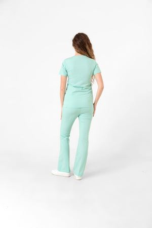 Drop Collar Model Likralı Viskon Kadın  Takım Su Yeşili