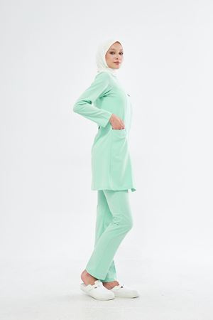 Elegance Model Likralı Viskon Kadın Tesettür Takım Su Yeşili