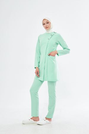 Elegance Model Likralı Viskon Kadın Tesettür Takım Su Yeşili