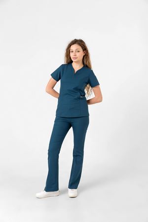 Drop Collar Model Likralı Viskon Kadın  Takım Petrol Yeşili