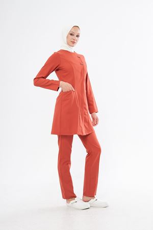 Elegance Model Likralı Viskon Kadın Tesettür Takım Turuncu