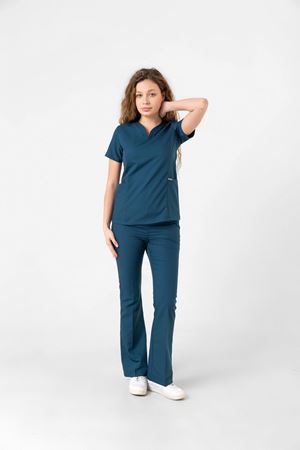 Drop Collar Model Likralı Viskon Kadın  Takım Petrol Yeşili