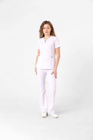 Drop Collar Model Likralı Viskon Kadın  Takım Optik Beyaz