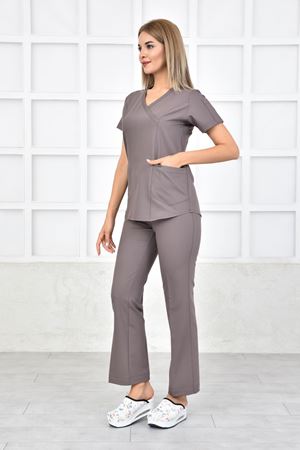 Green Model Likralı Viskon Kadın  Takım Koyu Bey