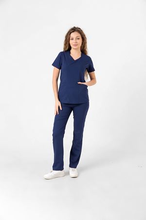 Butterfly Collar Model Likralı Viskon Kadın  Takım İndigo