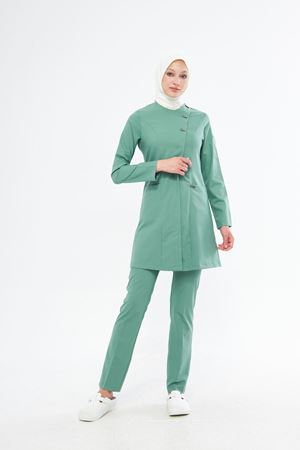 Elegance Model Likralı Viskon Kadın Tesettür Takım Küf Yeşili