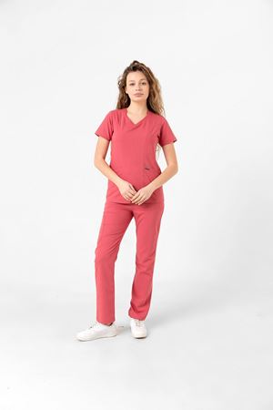 Butterfly Collar Model Likralı Viskon Kadın  Takım Gül Kurusu