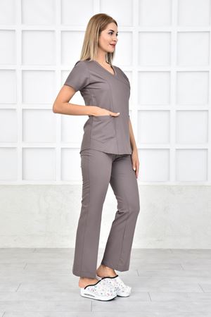 Green Model Likralı Viskon Kadın  Takım Koyu Bey