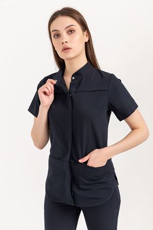 Collar Comfort Model Likralı Viskon Kadın  Tek Üst Lacivert