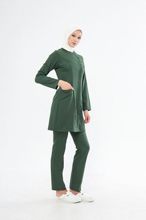 Elegance Model Likralı Viskon Kadın Tesettür Takım Kına Yeşili