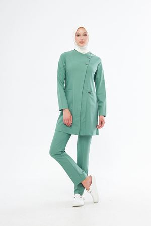 Elegance Model Likralı Viskon Kadın Tesettür Takım Küf Yeşili
