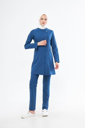 Elegance Model Likralı Viskon Kadın Tesettür Takım Petrol Mavi