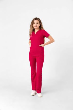 Drop Collar Model Likralı Viskon Kadın  Takım Koyu Fuşya