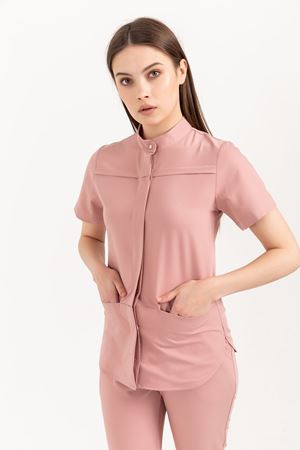 Collar Comfort Model Likralı Viskon Kadın  Tek Üst Pudra