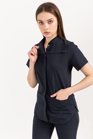 Collar Comfort Model Likralı Viskon Kadın  Tek Üst Lacivert