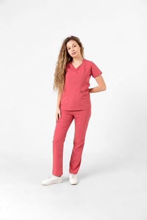 Butterfly Collar Model Likralı Viskon Kadın  Takım Gül Kurusu