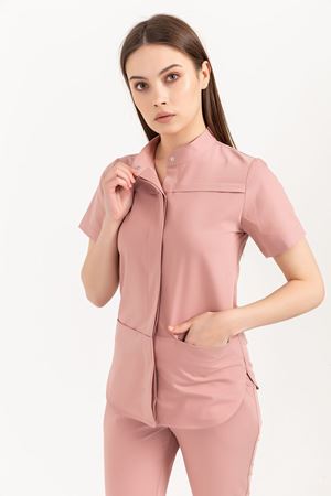 Collar Comfort Model Likralı Viskon Kadın  Tek Üst Pudra