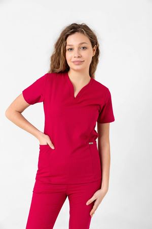 Drop Collar Model Likralı Viskon Kadın  Takım Koyu Fuşya