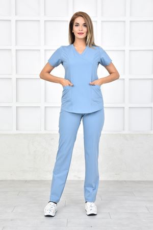 Green Model Likralı Viskon Kadın  Takım Bulut Mavi