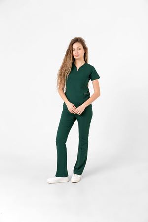 Drop Collar Model Likralı Viskon Kadın  Takım Zümrüt Yeşili