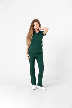 Drop Collar Model Likralı Viskon Kadın  Takım Zümrüt Yeşili