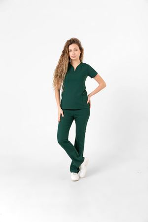 Drop Collar Model Likralı Viskon Kadın  Takım Zümrüt Yeşili