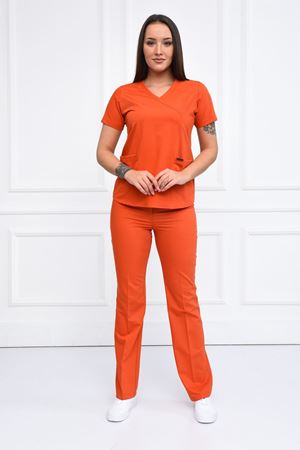Green Model Likralı Viskon Kadın  Takım Koyu Turuncu