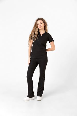 Drop Collar Model Likralı Viskon Kadın  Takım Siyah