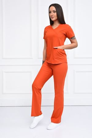 Green Model Likralı Viskon Kadın  Takım Koyu Turuncu