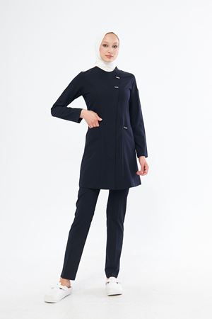 Elegance Model Likralı Viskon Kadın Tesettür Takım Lacivert