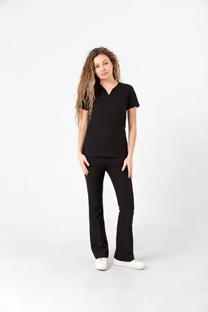 Drop Collar Model Likralı Viskon Kadın  Takım Siyah