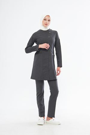 Elegance Model Santana Kadın Tesettür Takım Füme Gri