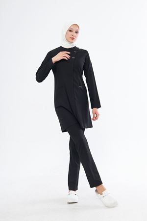 Elegance Model Likralı Viskon Kadın Tesettür Takım Siyah