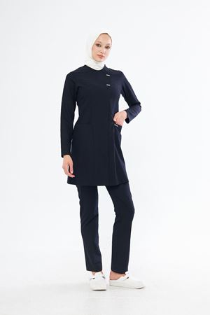 Elegance Model Likralı Viskon Kadın Tesettür Takım Lacivert