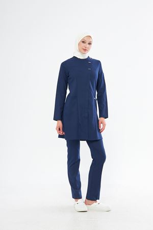 Elegance Model Likralı Viskon Kadın Tesettür Takım İndigo